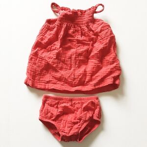 Red & Navy Blue Anchors Outfit Set 6 Months / Nautical Theme Dress EUC